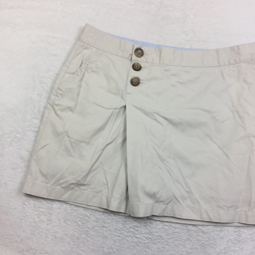 Land's End Chino Skort Skirt Size 14P Womans Petite Beige KHAKI Buttons Pockets - Picture 9 of 14